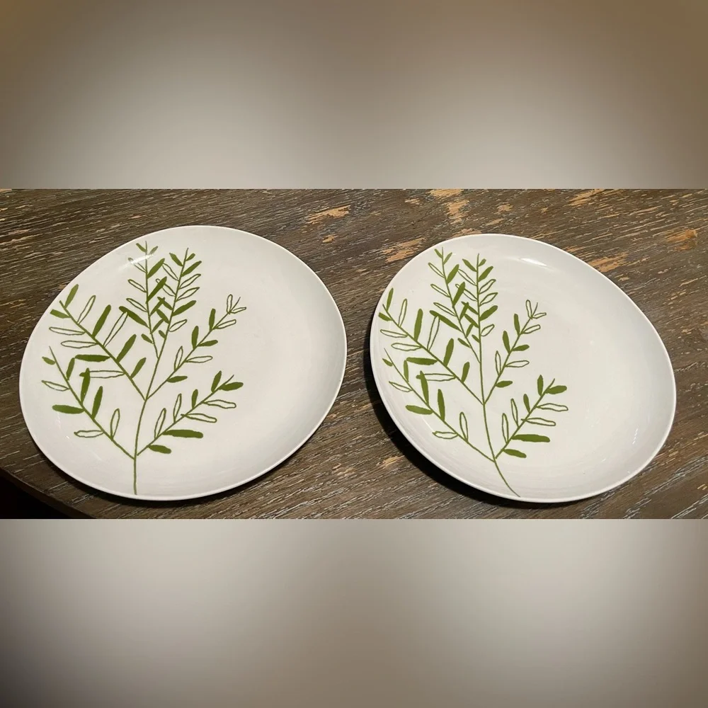 NWT WEST ELM by Jason Polan Porcelain Botanical Dinner Plates Set (2)